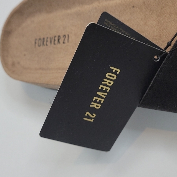 Forever 21 Black Slides Gold Buckle New Size 8 - Picture 4 of 9